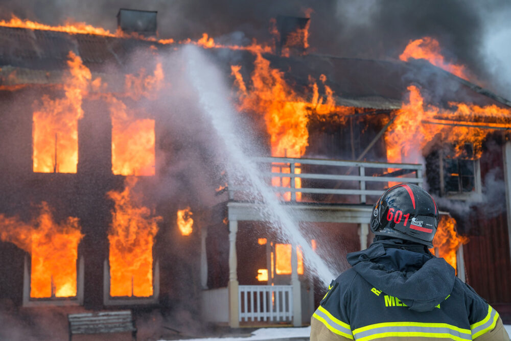 firefighter fighting fire